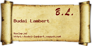 Budai Lambert névjegykártya